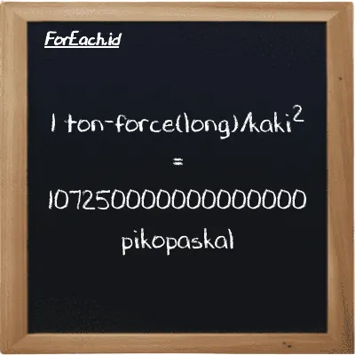 1 ton-force(long)/kaki<sup>2</sup> setara dengan 107250000000000000 pikopaskal (1 LT f/ft<sup>2</sup> setara dengan 107250000000000000 pPa)